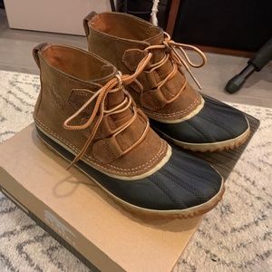 Sorel, Women’s Rain Boots, Brown/Black, Size 6.5